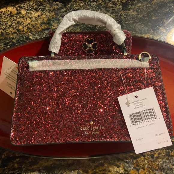 NWT Kate Spade ♠️ Red Odette Glitter Mini Top Handle Crossbody with Card Holder - Picture 4 of 9